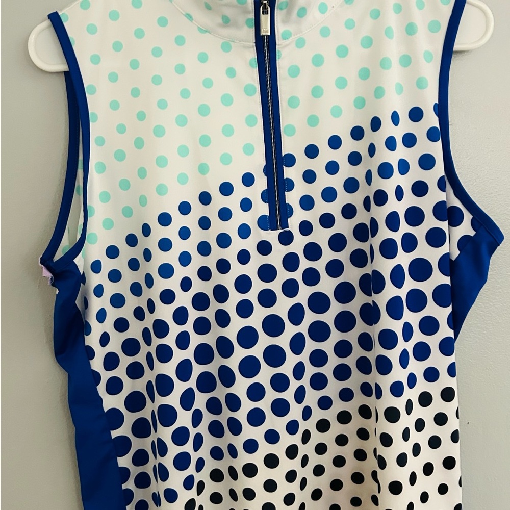 Tail Polka Dot Top in Blue, White & Teal